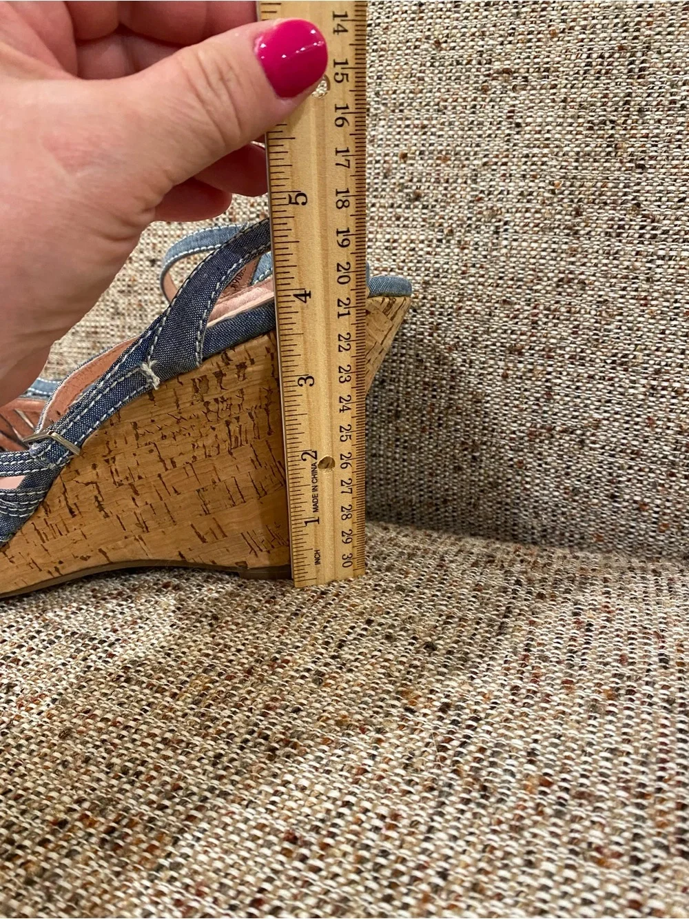 Rebecca Taylor Denim Blue Cork Wedge Sandals